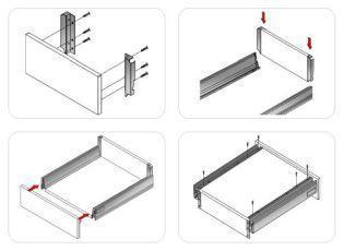 szuflada ze szklanymi bokami - schemat montażu