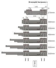 szuflada ze szklanymi bokami - wymiary montażu prowadnic
